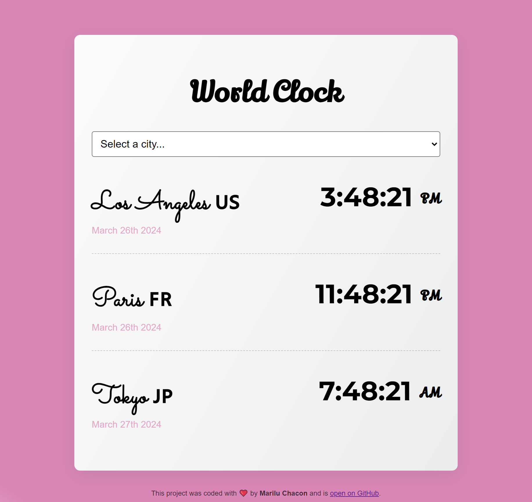 world clock project profile